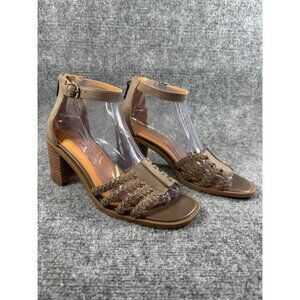 Lucky Brand Womens Size 8M Leather Ankle Strap Sandals  Brown block heel